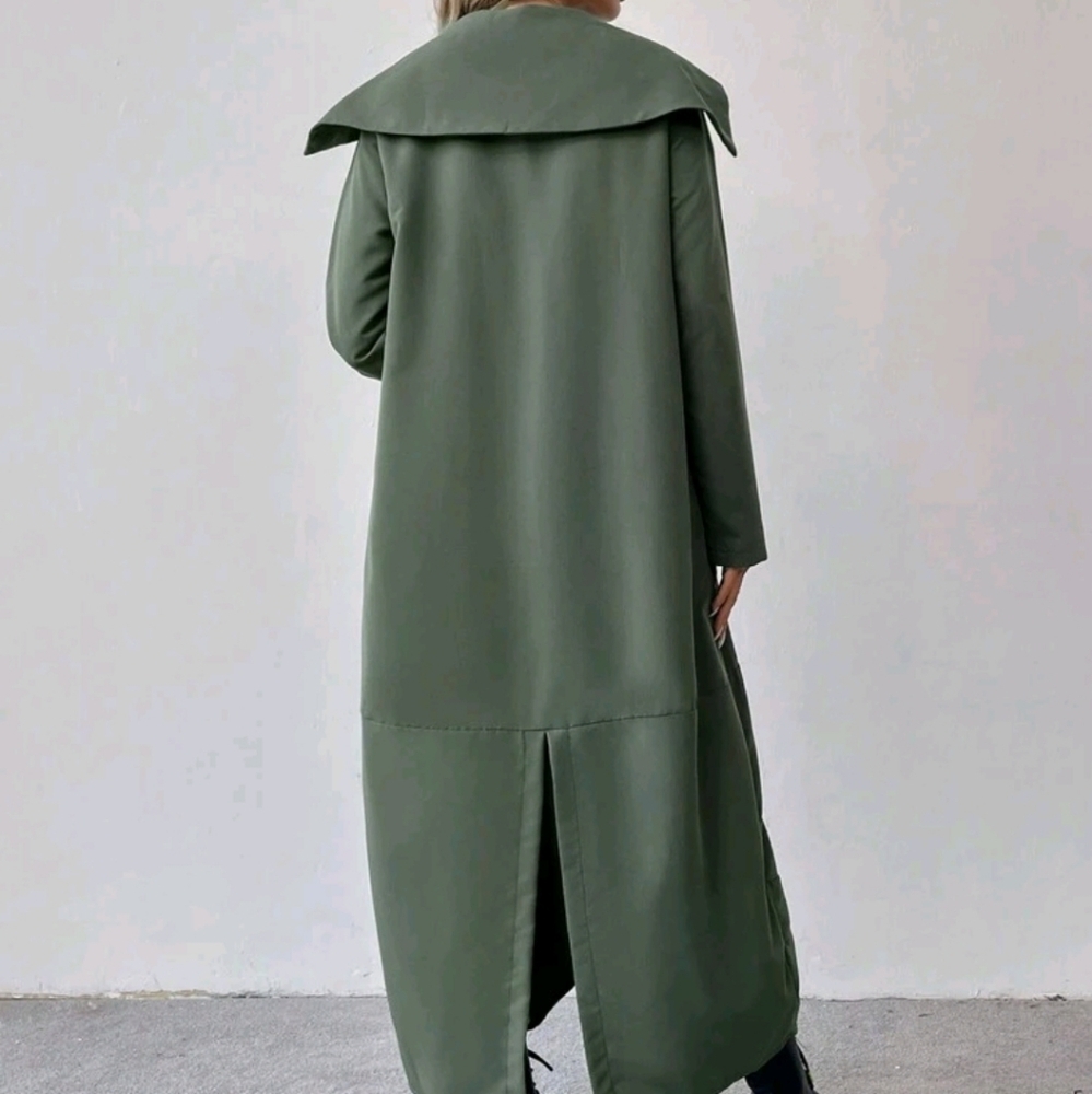 Casual Solid Color Double Pocket Long Jacket - Picture 2 of 7